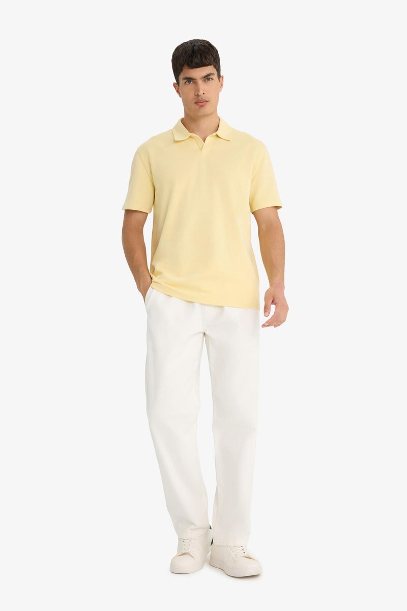 DeFacto Yellow Man Regular Fit Short Sleeve Polo T-Shirt Casual - Image 3